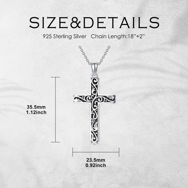 Sterling Silver Cross Pendant Necklace Christian Religious Jewelry Gifts for Anniversary