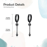 Sterling Silver Feather Arrow  Skull Spider Bat Scorpion Hoop Earrings Halloween Christmas Gift