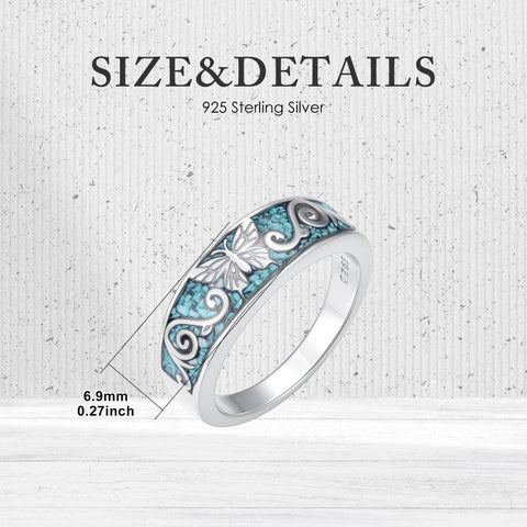 Sterling Silver Turquoise Butterfly Lotus Pet Paw Ring for Women
