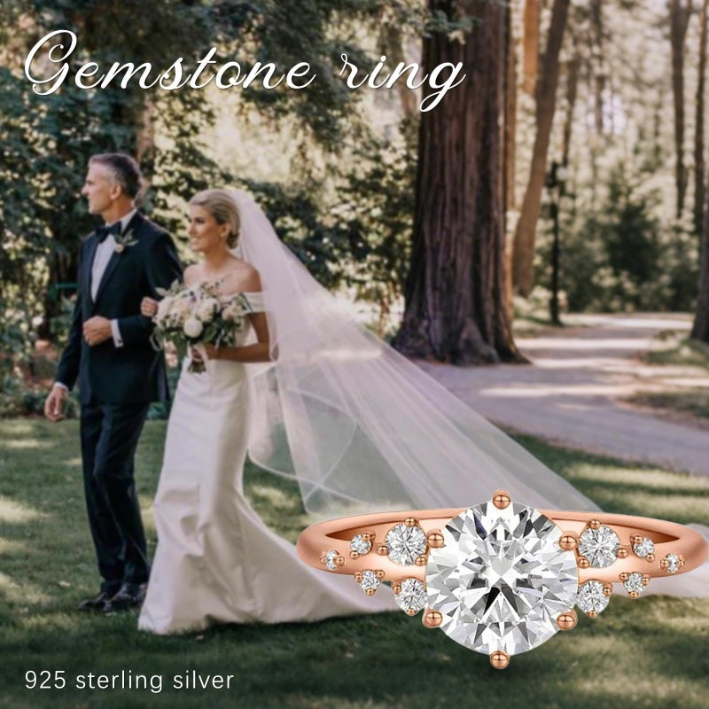 Sterling Silver 10K 14K 18K Gold Personalized Engraved 1-3 Carat Round Moissanite   Anniversary  Engagement Ring