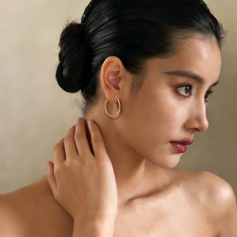 14K Gold Plated  Hoop Earrings for Women