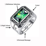 Sterling Silver Personalized Birthstone&Engraved Class Ring  Graduation Ring