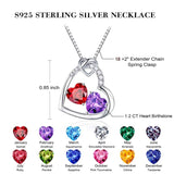 Sterling Silver Heart Birthstone Pendant Necklace