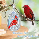 Sterling Silver Moonstone  Blue Jay  Cardinal Pendant Necklace