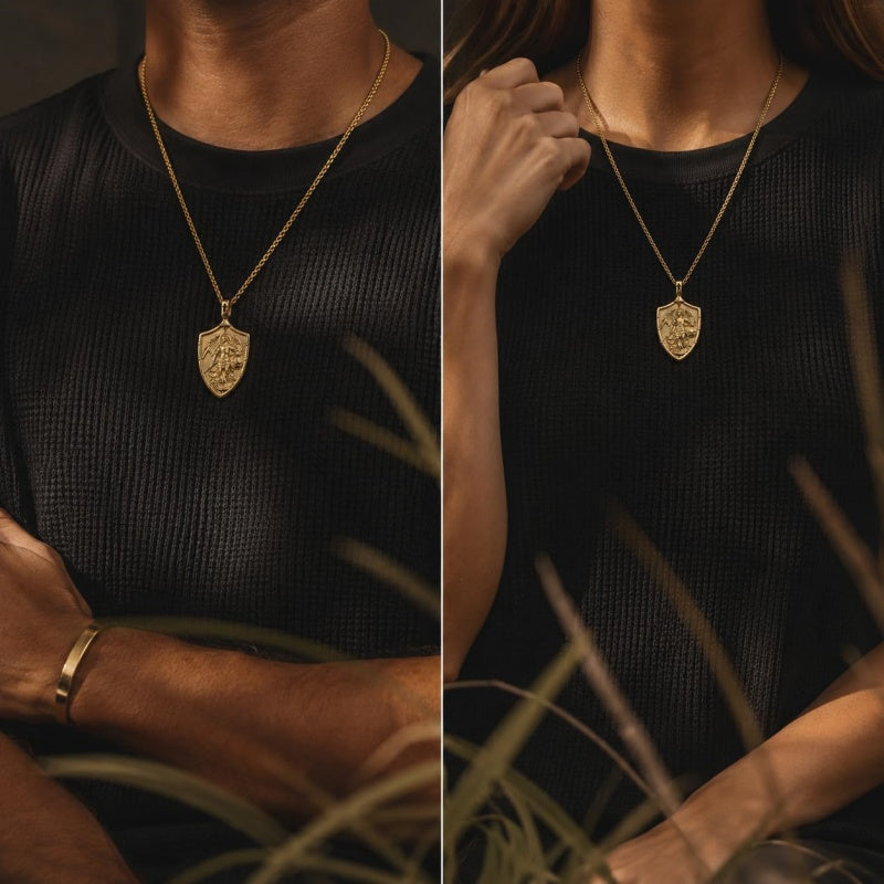 Patron Saint Medal Gold Plated Catholic Pendant Christian Religious Necklace Amulet Jewelry
