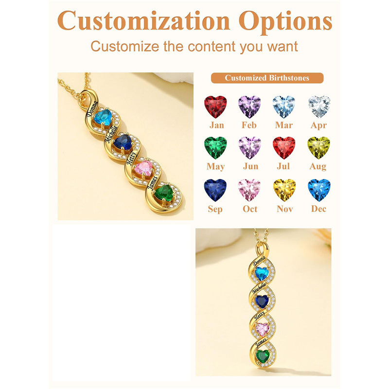 Sterling Silver Personalized  Birthstone Infinity Necklace for Women