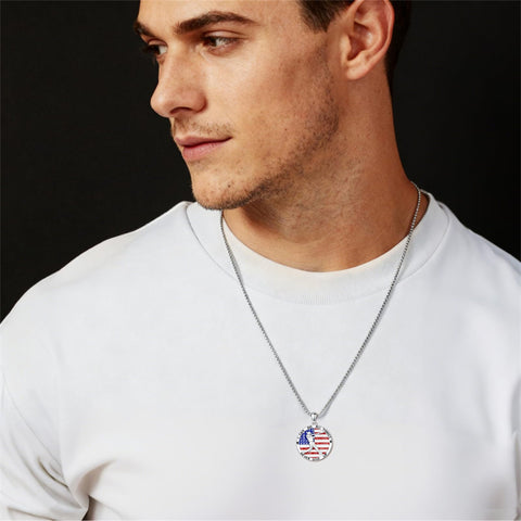 Sterling Silver American Flag Baseball  Basketball Boxing Football Golf Sports Pendant Necklace