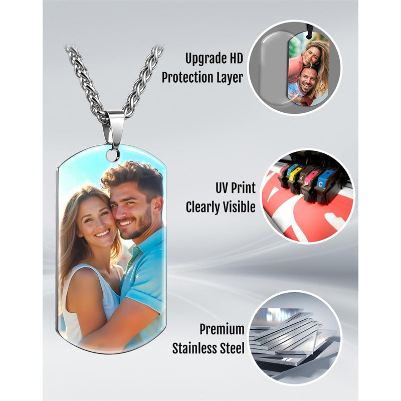 Stainless Steel  Customized Photo Pendant Necklace for Men