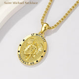 Patron Saint Medals Protection  14K Gold Plated Necklace for Men