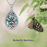 Sterling Silver Abalone Shell Dragonfly Butterfly Bee Hummingbird Pendant Necklace for Women