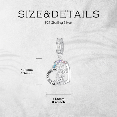 Sterling Silver Cubic Zircon Sister Couple Bead Charms with  Engraved
