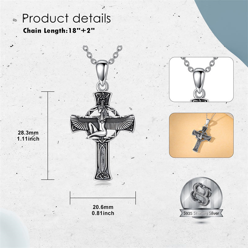 Sterling Silver Medusa Goddess Hand & Heart Ma’at Goddess Nefertiti Goddess Religious Pendant Necklace