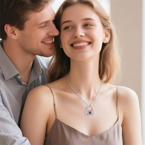 Sterling Silver Birthstone Teddy Bear Pendant Necklace