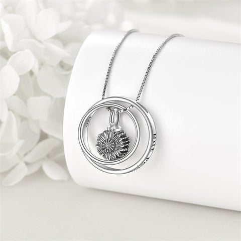 Sterling Silver Sunflower Rose Dog Paw Tree of life Urn Necklace for Ashes