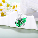 Sterling Silver 10K 14K 18K Gold Birthstone Wyvern Dragon Pendant Necklace