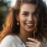14K Gold Plated  Round Disc Leverback Earring for Women