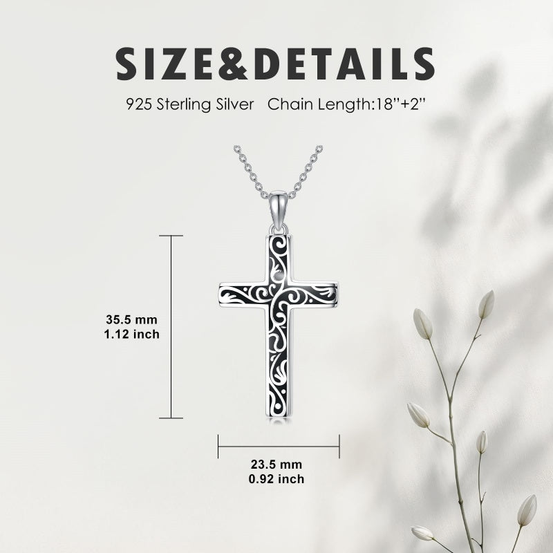 Sterling Silver Cross Pendant Necklace Christian Religious Jewelry Gifts for Anniversary