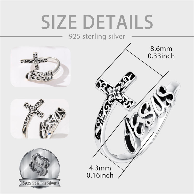 Sterling SilverJesus Cross Bee Cross  Dragonfly Cross Moonstone Sunflower Tree of Life Sunflower Adjustable Spoon Ring