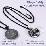 Copper  Cubic Zirconia Round Personalized Photo Engraved Pendant Necklace