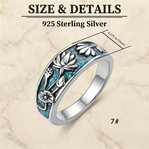 Sterling Silver Turquoise  Dragonfly Hummingbird Turtle Butterfly Mountain Celtic Knot Lotus Ring  Gifts for Women