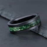 Sterling Silver Moss Agate Personalized Engraved Men's Wedding Ring