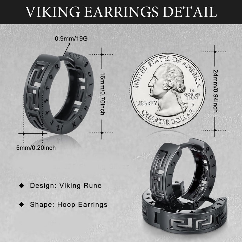 14K Gold Plated  Viking Hoop Earrings