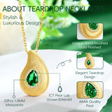 14K Gold Plated Lab-Grown Emerald Pendant Necklaces for Women
