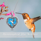 Sterling Silver Personalized Photo Opal Hummingbird Urn Necklace for Ashes