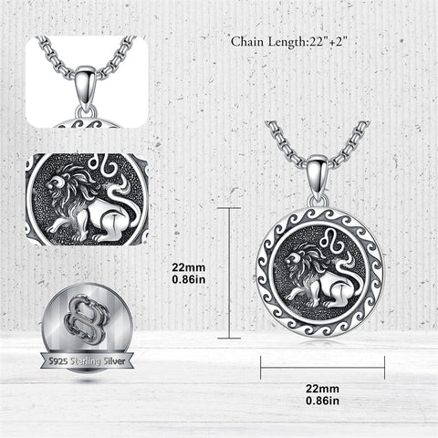 Sterling Silver 12 Zodiac Astrology Horoscope Pendant Necklace