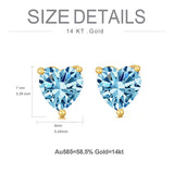 14K Gold Heart Topaz Garnet Stud Earrings