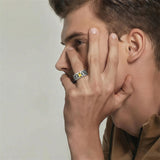 Sterling Silver 10K 14K 18K Gold Personalized Birthstone Engraved Class Ring for Men