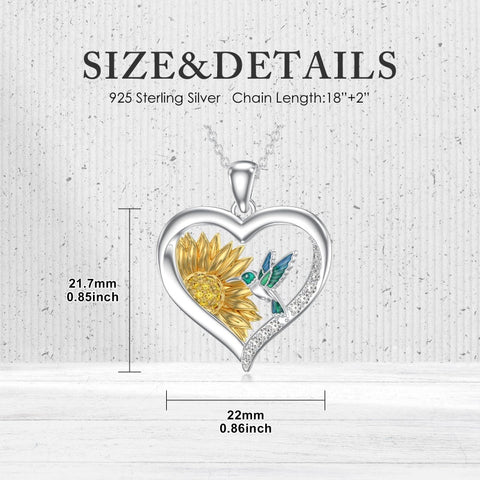 Sterling Silver Heart Bee Dragonfly Butterfly Hummingbird Sunflower Animal Pendant Necklace  Gifts for Christmas