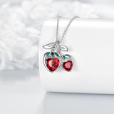 Cute Fruit Necklace Sterling Silver Strawberry Pendant Fruit Jewelry for Women Gifts