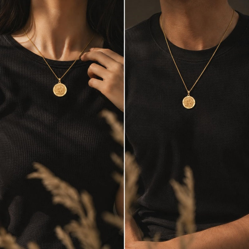 Patron Saint Medal Gold Plated Catholic Pendant Christian Religious Necklace Amulet Jewelry