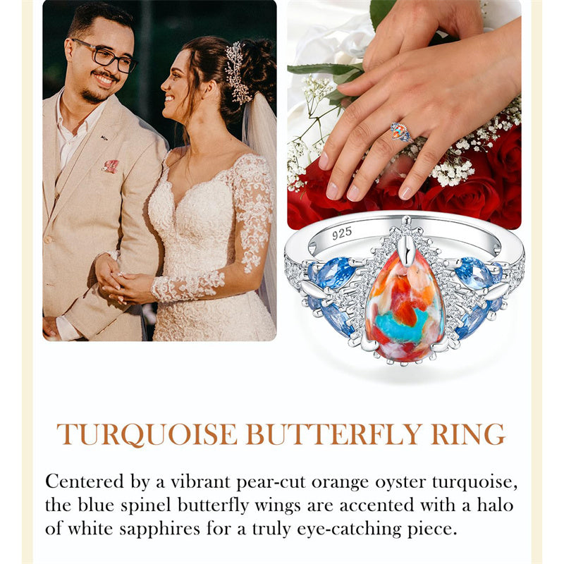 Sterling Silver Cushion Marquise Pear Round Oval Cut Turquoise Engagement Ring for Women