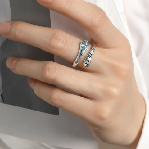 Sterling Silver I Am Enough God Is With Me Let Go Let God Faith Over Fear Faith Hope Love Just Breathe Open Ring