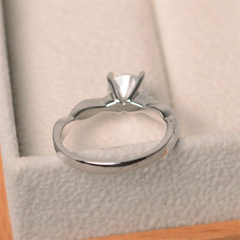 Sterling Silver 7x7mm Round Cut Gemstone Twist Infinity Engagement Ring for Women