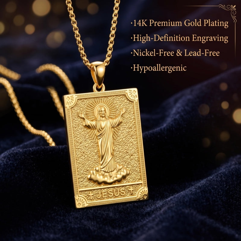 14K Gold PlatedJesus Saint Michael Saint George Saint Jude Pendant Necklace
