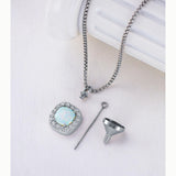 925  Silver Opal Urn Necklace for Ashes Cremation Jewelry Cremation Keepsake Memorial Pendant  Gifts for Women Men