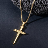 14K Gold Plated Cross Pendant Necklace for Men Religious Jewelry Christian Gift