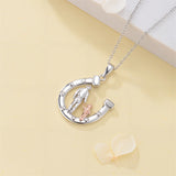 Sterling Silver Father Daughter Western Cowgirl Pendant Necklace