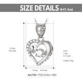 18K Gold Cubic Zirconia Double Love Heart Pendant Necklace