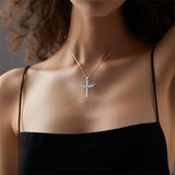 Sterling Silver Wooden Cross Pendant Necklace