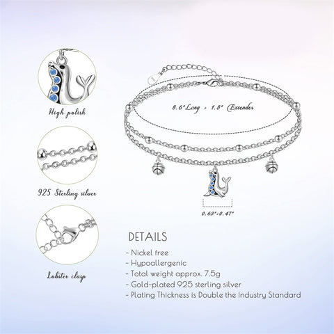 Sterling Silver Multi-layered Animal Anklet