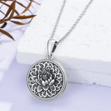 Sterling Silver Personalized Photo &Engraved Round Photo Necklace