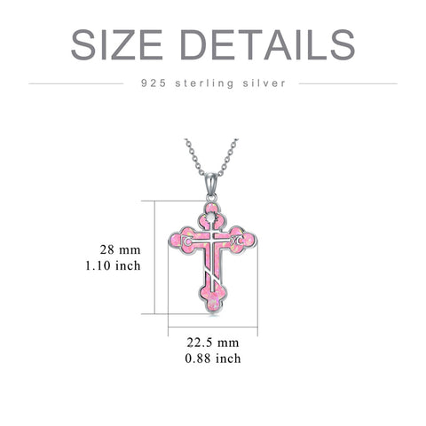 Sterling Silver Russian Eastern Orthodox Cross Pendant Necklace