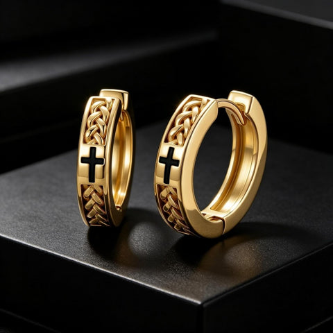 14K Gold Plated Vikings  Celtic Knot Hoop Earrings
