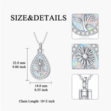 Sterling Silver Teardrop Opal 12 Birth Flower Urn Necklaces for Ashes