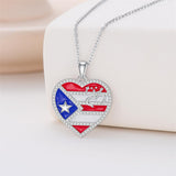 Sterling Silver Frog Flag Puerto Rico Pendant Necklace