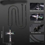 14K Gold Plated Wooden Abalone Shell Cross Pendant Necklacefor Men